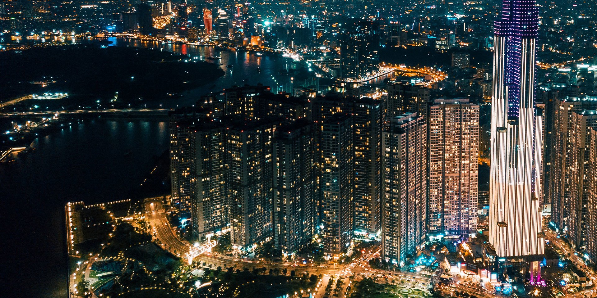 Ho Chi Minh City skyline at night, formerly known as Saigon