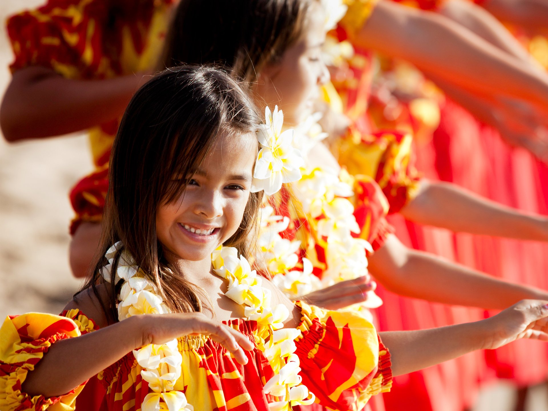 young Hawaiian girl dancing